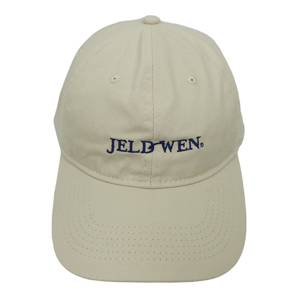 Jeld Wen Khaki Beige Cotton Tuck Strap Cap Trucker Baseball Hat Windows Doors